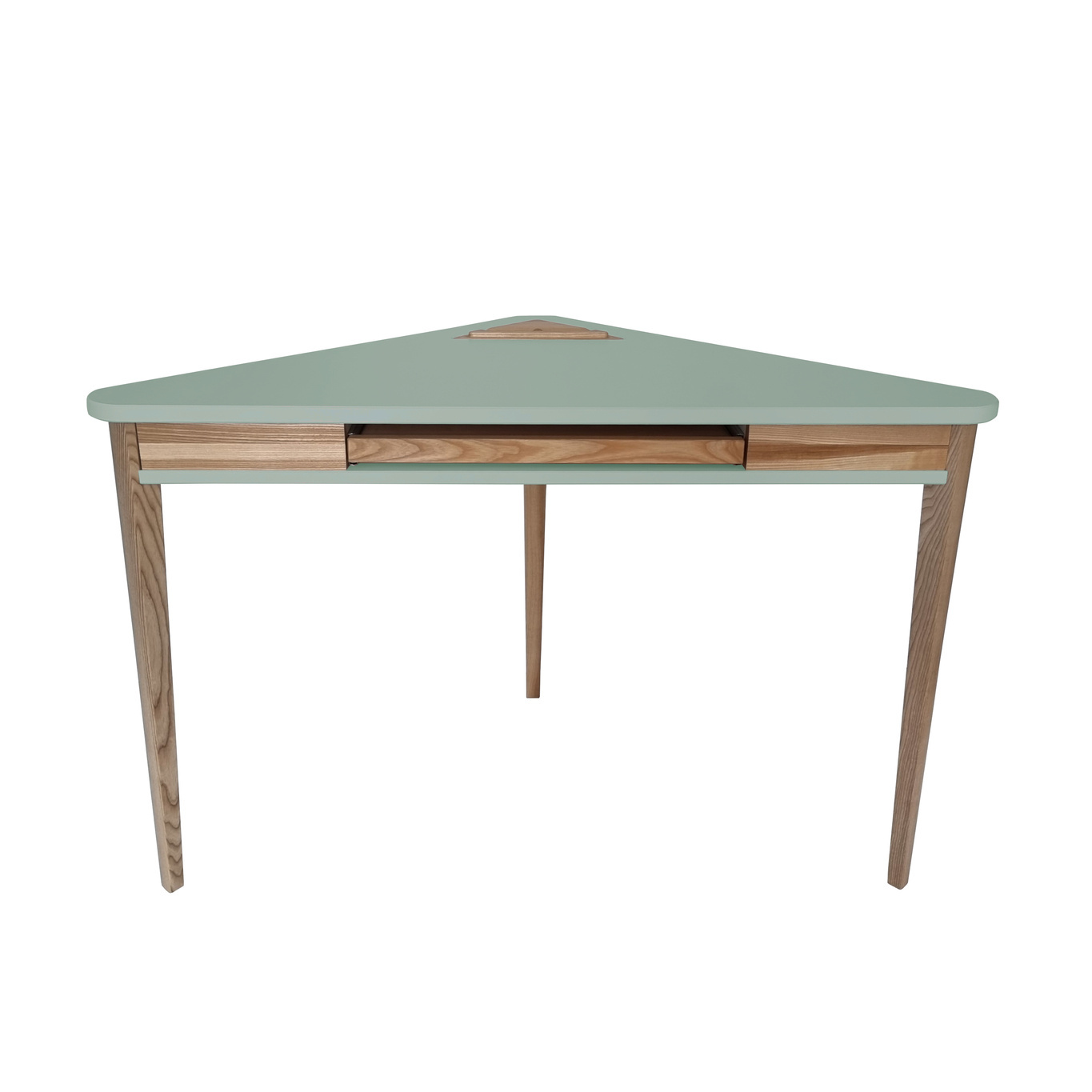 Ashme Hoekbureau - Saliegroen - Toetsenbordlade - Essenhout & gelamineerd MDF