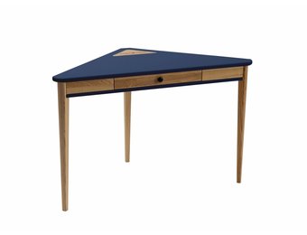 Ashme Hoekbureau 114x61x75 cm marineblauw essenhout & gelamineerd MDF - FSC gecertificeerd (1 lade)