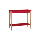 Ashme Consoletafel in zuiver rood | 85cm x 35cm x 74cm | Essenhout & MDF | FSC gecertificeerd