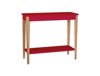 Ashme Consoletafel in zuiver rood | 85cm x 35cm x 74cm | Essenhout & MDF | FSC gecertificeerd
