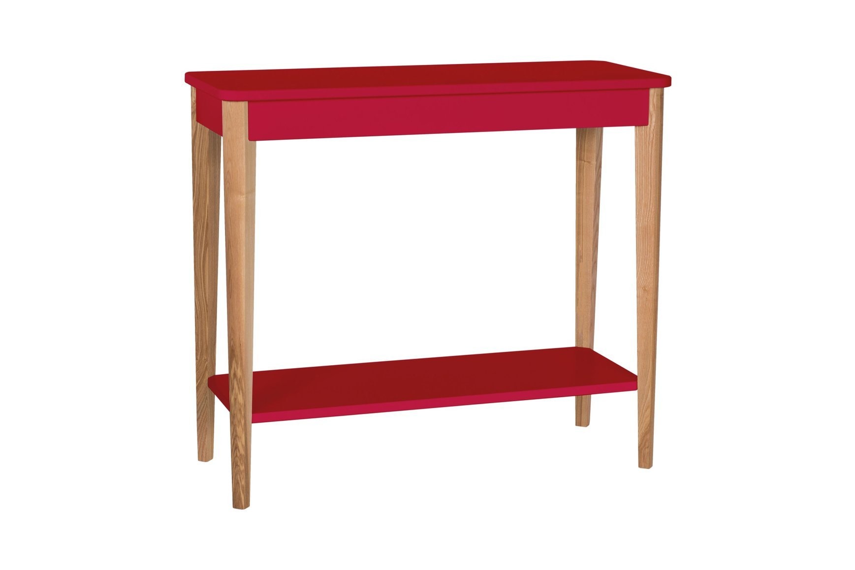 Ashme Consoletafel in zuiver rood | 85cm x 35cm x 74cm | Essenhout & MDF | FSC gecertificeerd