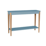 Ashme Consoletafel | Breedte 105cm | Diepte 35cm | Hoogte 74cm | Essenhout & MDF | Zacht Blauw