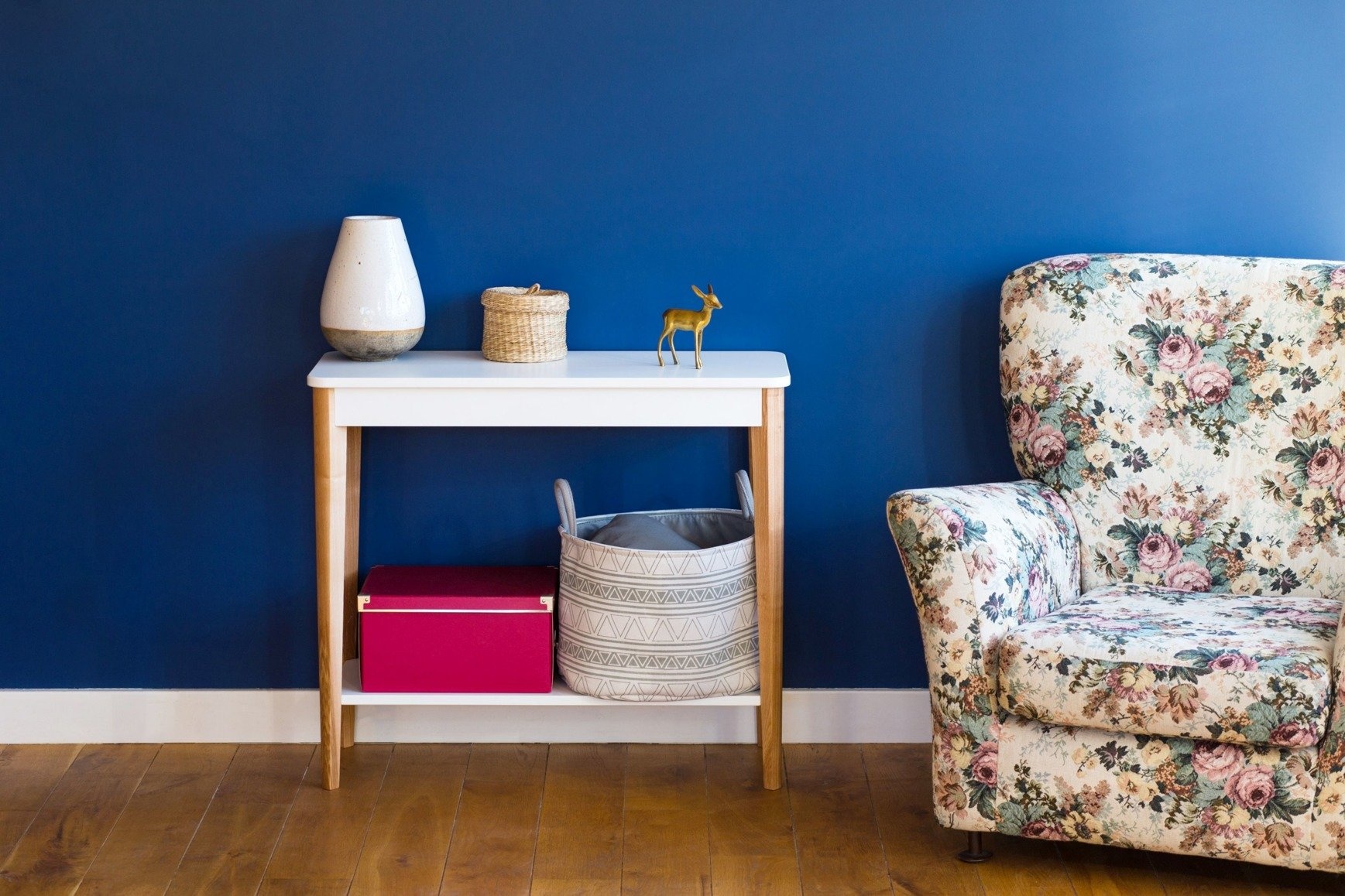 Ashme Consoletafel - Petrolblauw 85x35x74cm - Essenhout & gelamineerd gelakt MDF - FSC100% & FSCMIX