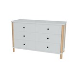 Ashme ladekast - lichtgrijs, 6 lades, 70x114x45cm, Essenhout & MDF, FSC-gecertificeerd