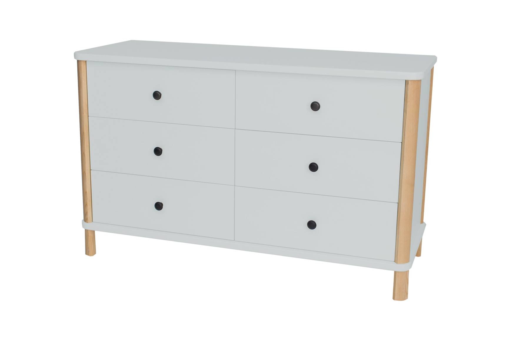 Ashme ladekast - lichtgrijs, 6 lades, 70x114x45cm, Essenhout & MDF, FSC-gecertificeerd