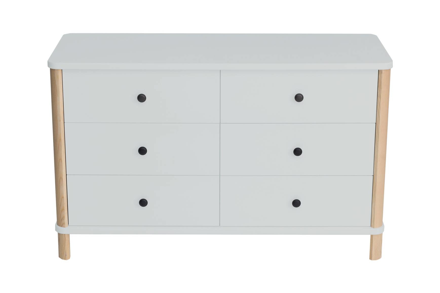 Ashme ladekast - lichtgrijs, 6 lades, 70x114x45cm, Essenhout & MDF, FSC-gecertificeerd