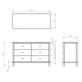 Ashme ladekast - lichtgrijs, 6 lades, 70x114x45cm, Essenhout & MDF, FSC-gecertificeerd