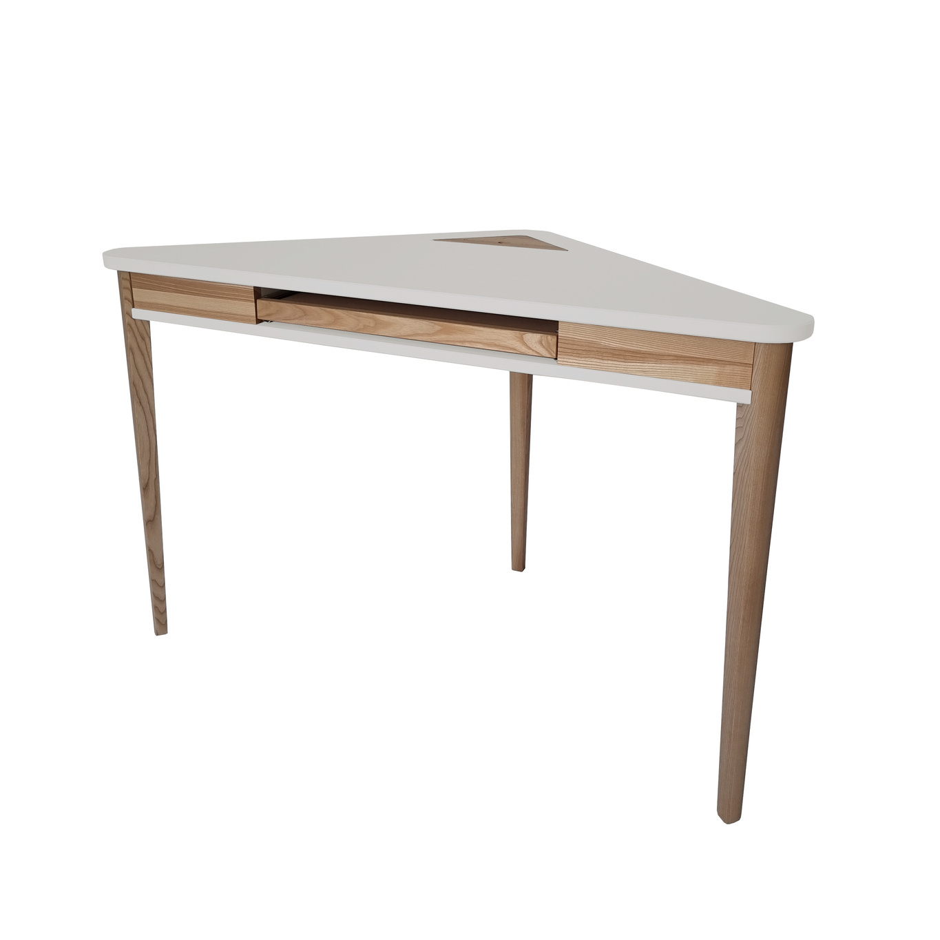 Ashme hoekbureau in lichtgrijs - FSC gecertificeerd met toetsenbordlade