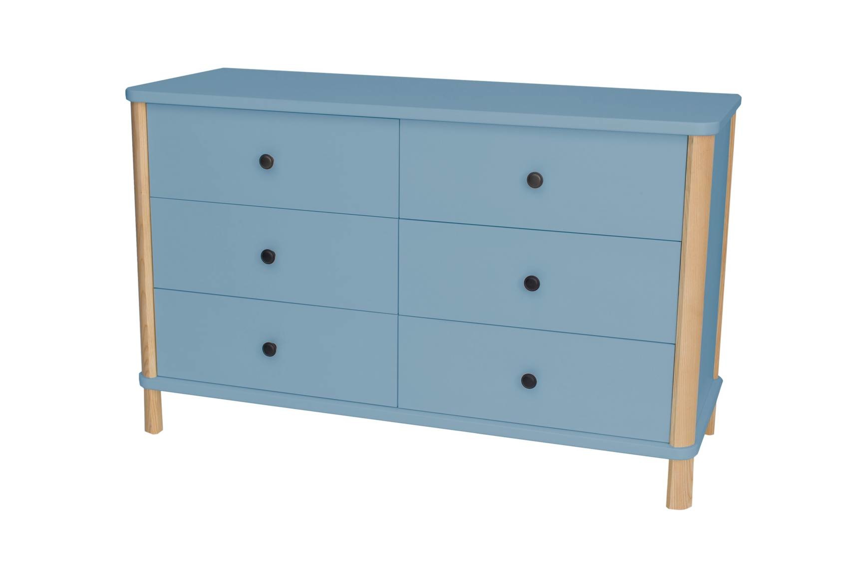 Ashme ladekast - zacht blauw - 6 lades - Essenhout & MDF - FSC gecertificeerd