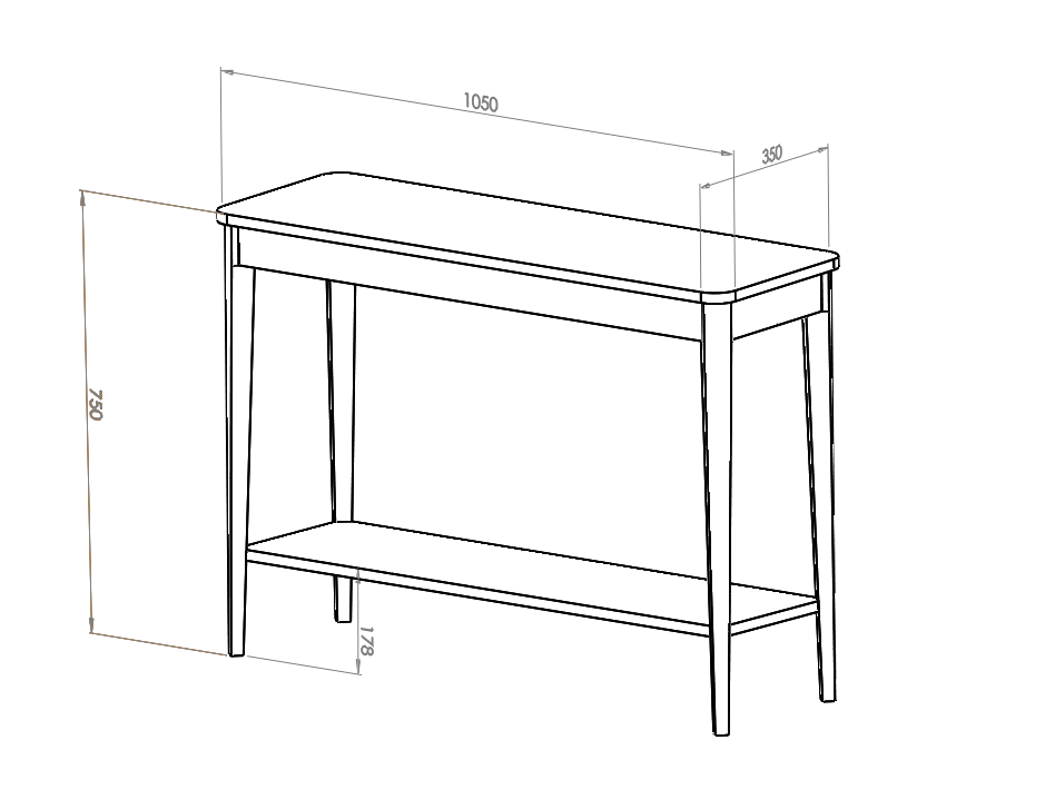 Ashme Essenhouten Consoletafel | Breedte 105cm x Diepte 35cm x Hoogte 74cm | Halfmat met Vluchtige Munt Kleur | FSCMIX Gecertificeerd