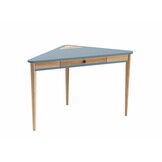 Ashme Hoekbureau - Essenhout & MDF - Zacht Blauw - 85cm Lengte - FSC Gecertificeerd