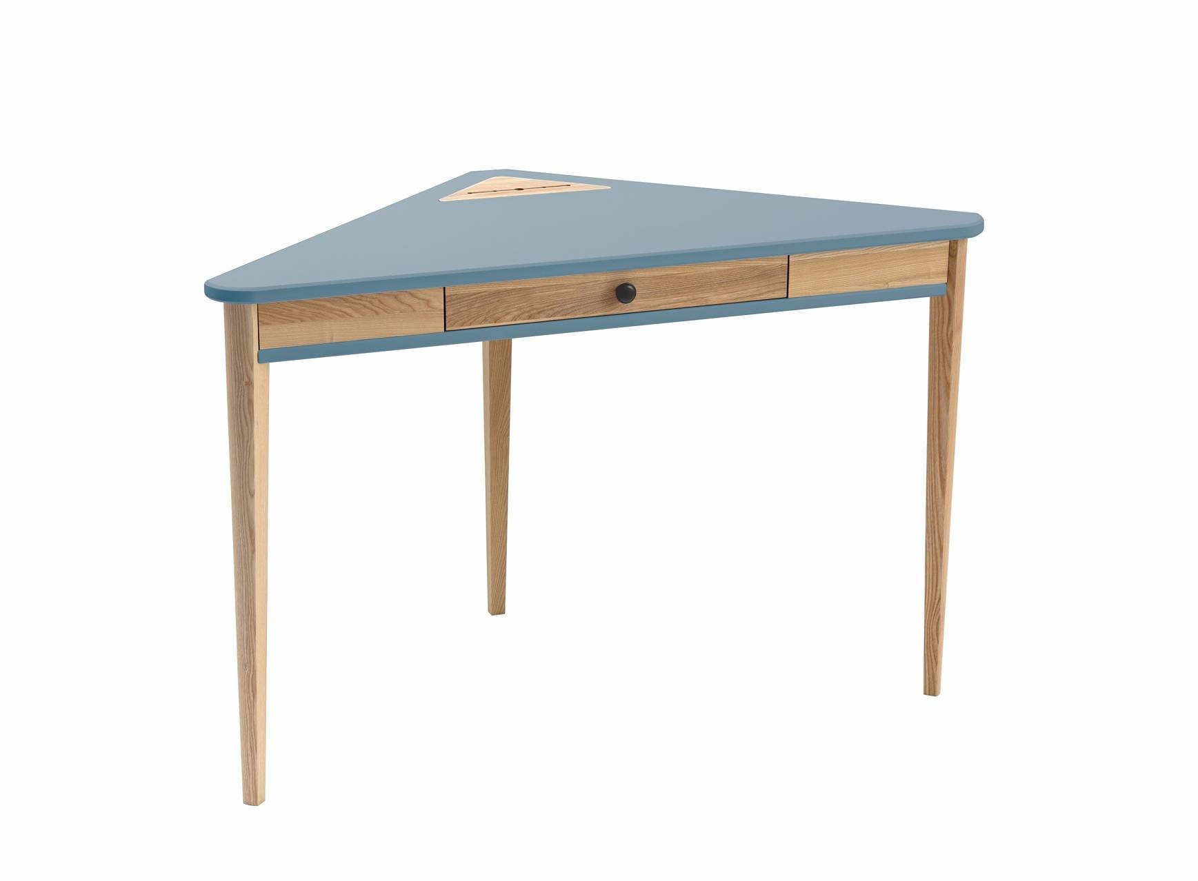 Ashme Hoekbureau - Essenhout & MDF - Zacht Blauw - 85cm Lengte - FSC Gecertificeerd