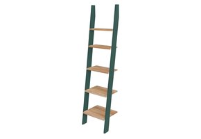 Ashme ladderplank - 5 planken, 180cm hoog, essenhout & MDF, FSC gecertificeerd, zeegroen