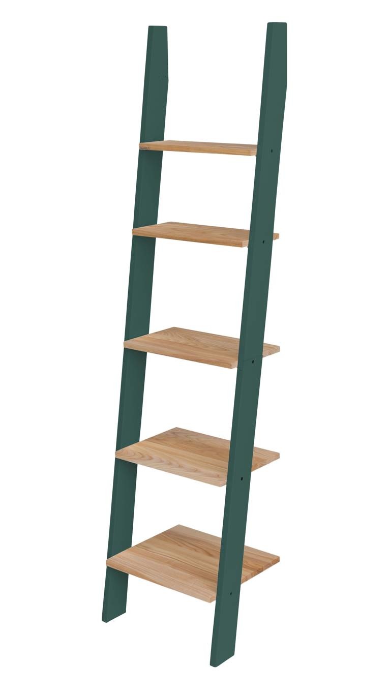 Ashme ladderplank - 5 planken, 180cm hoog, essenhout & MDF, FSC gecertificeerd, zeegroen