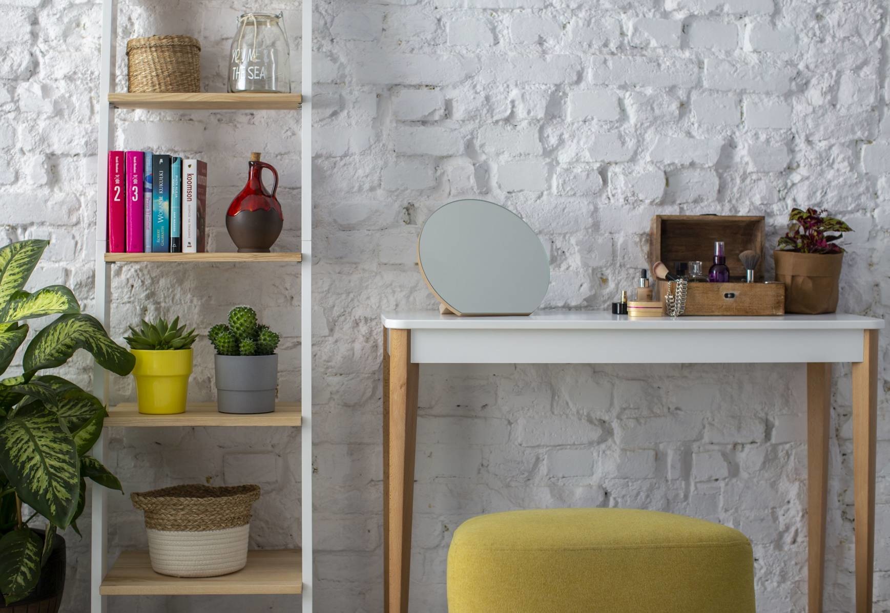 Ashme ladderplank - 5 planken, 180cm hoog, essenhout & MDF, FSC gecertificeerd, zeegroen