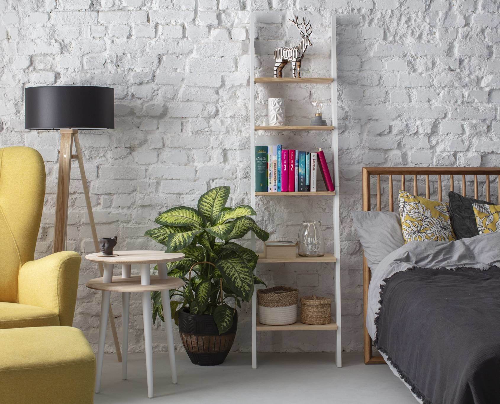 Ashme ladderplank - 5 planken, 180cm hoog, essenhout & MDF, FSC gecertificeerd, zeegroen