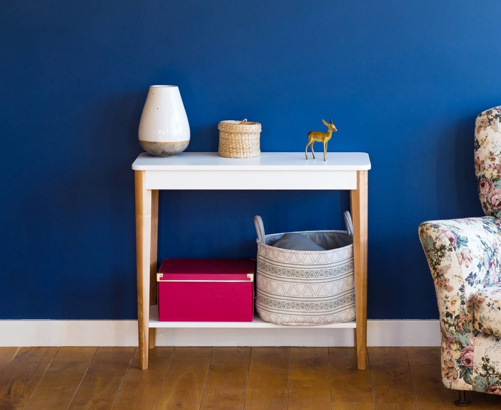 Ashme Consoletafel - Krijtwit - Essenhout & gelamineerd MDF - 85x35x74 cm