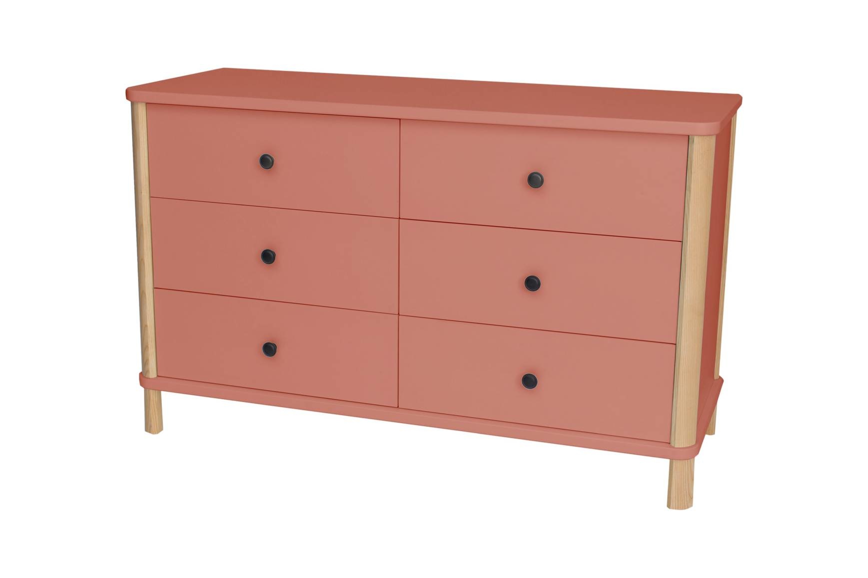 Antiek Roze Ashme Ladekast - Hoogte 70cm, Breedte 114cm, 6 Lades | FSC Gecertificeerd