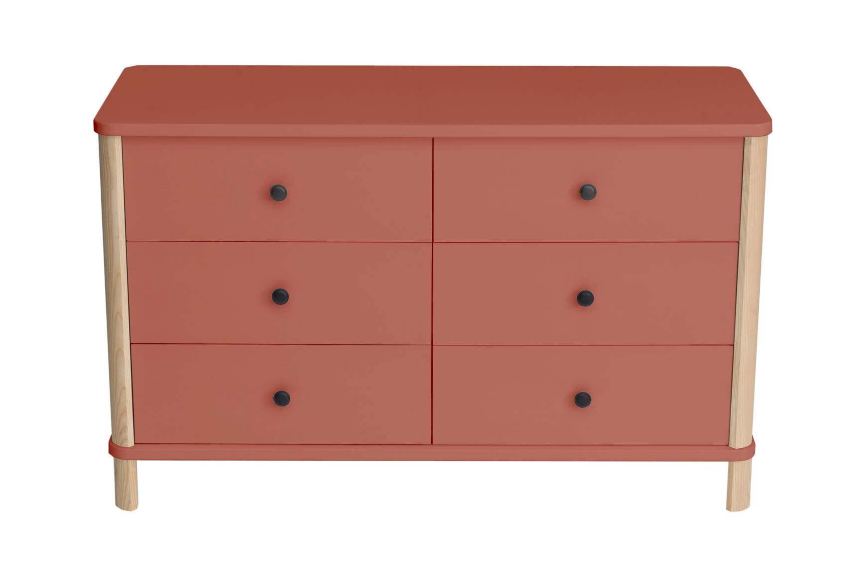 Antiek Roze Ashme Ladekast - Hoogte 70cm, Breedte 114cm, 6 Lades | FSC Gecertificeerd
