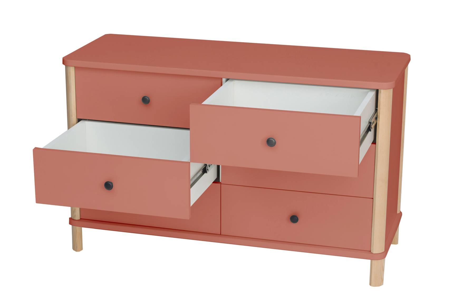Antiek Roze Ashme Ladekast - Hoogte 70cm, Breedte 114cm, 6 Lades | FSC Gecertificeerd