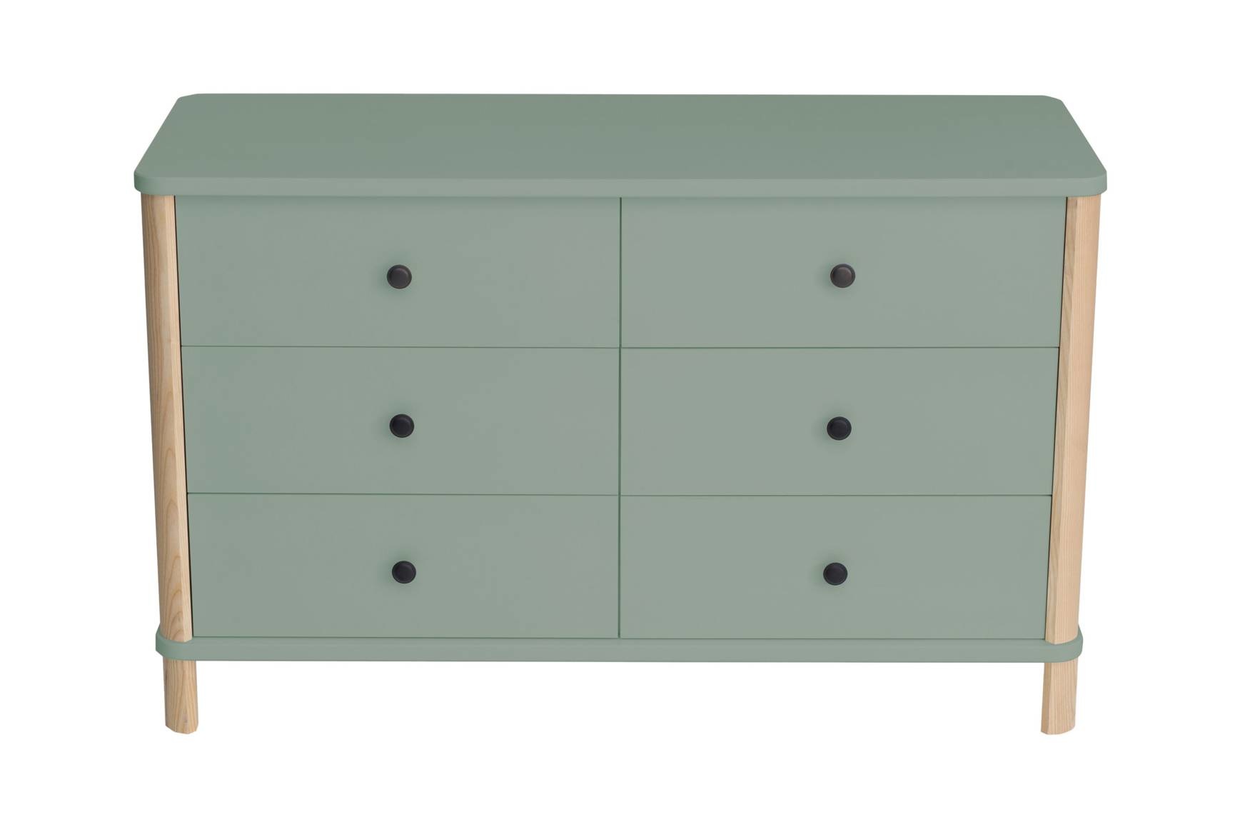 Ashme Ladekast in Saliegroen | 6 Lades | Essenhout & MDF | FSC-gecertificeerd