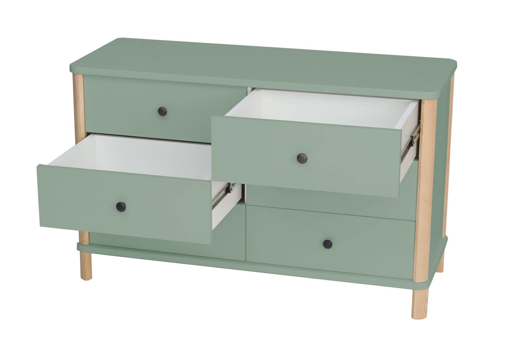 Ashme Ladekast in Saliegroen | 6 Lades | Essenhout & MDF | FSC-gecertificeerd