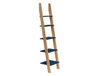 Ashme Ladderplank 5 planken 180cm hoog, Essenhout & MDF in petrolblauw