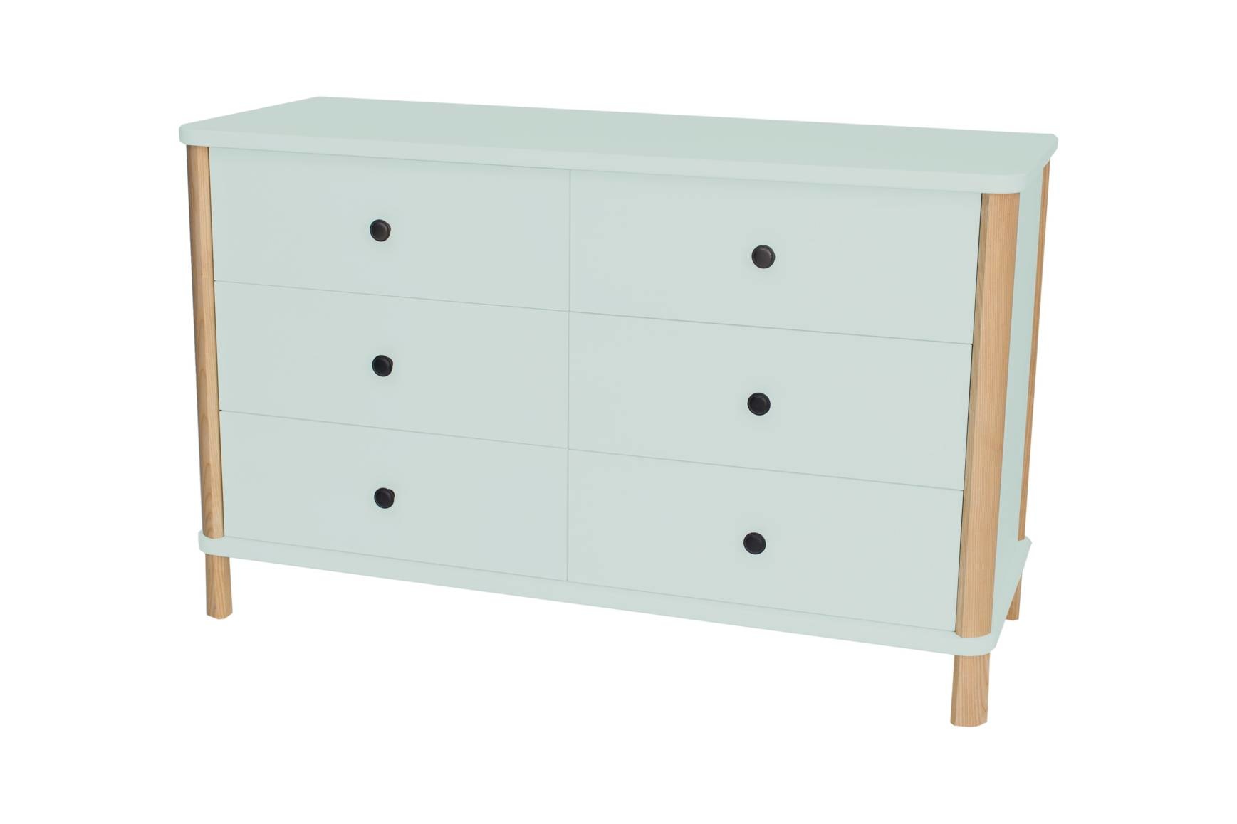 Ashme Ladekast in Vluchtige Munt | 6 Lades | Essenhout & MDF | 70x114x45cm