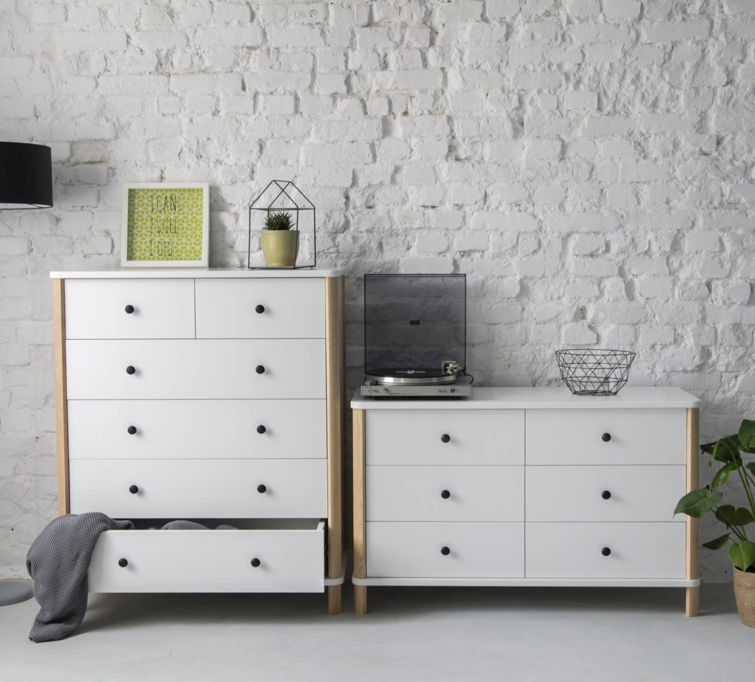 Ashme Ladekast in Vluchtige Munt | 6 Lades | Essenhout & MDF | 70x114x45cm