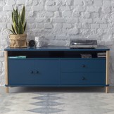 Ashme TV Meubel - Petrolblauw | 140x45x60 cm | Essenhout & MDF