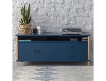 Ashme TV Meubel - Petrolblauw | 140x45x60 cm | Essenhout & MDF