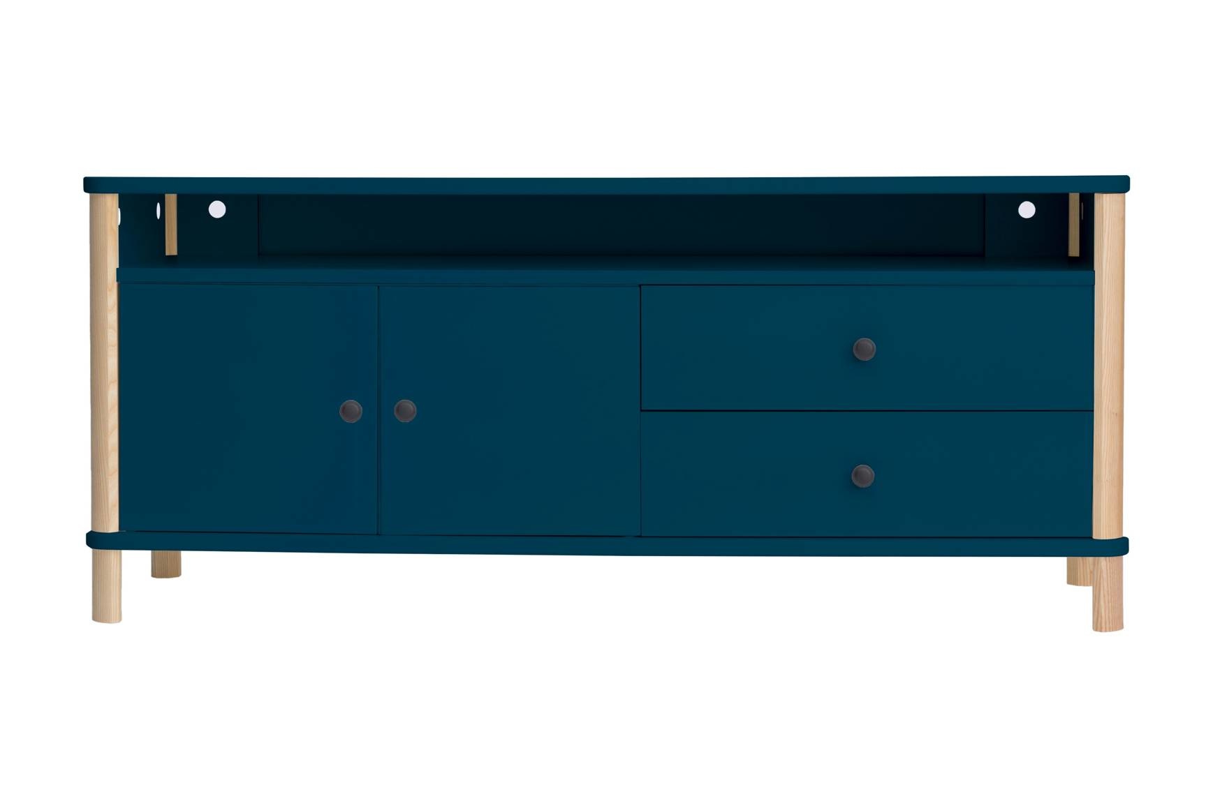 Ashme TV Meubel - Petrolblauw | 140x45x60 cm | Essenhout & MDF