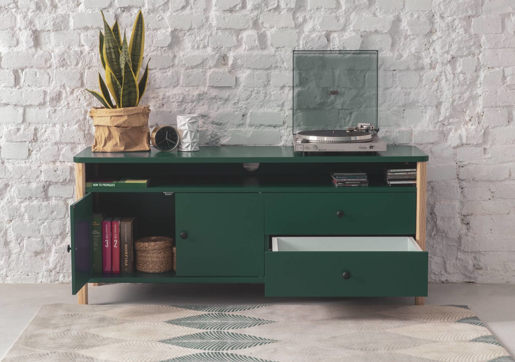 Ashme TV-meubel in Zeegroen, 140cm breed en 60cm hoog - FSC gecertificeerd