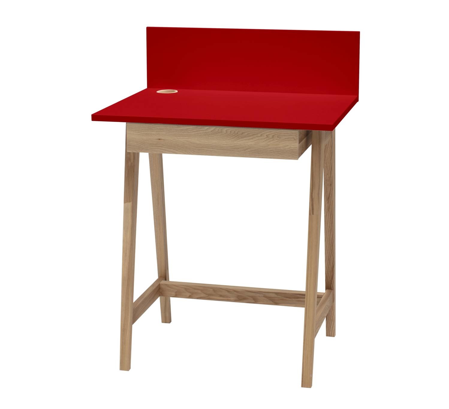 Ashwood schrijftafel Luka, rood gelakt met lade - 65x75x50cm - FSC gecertificeerd