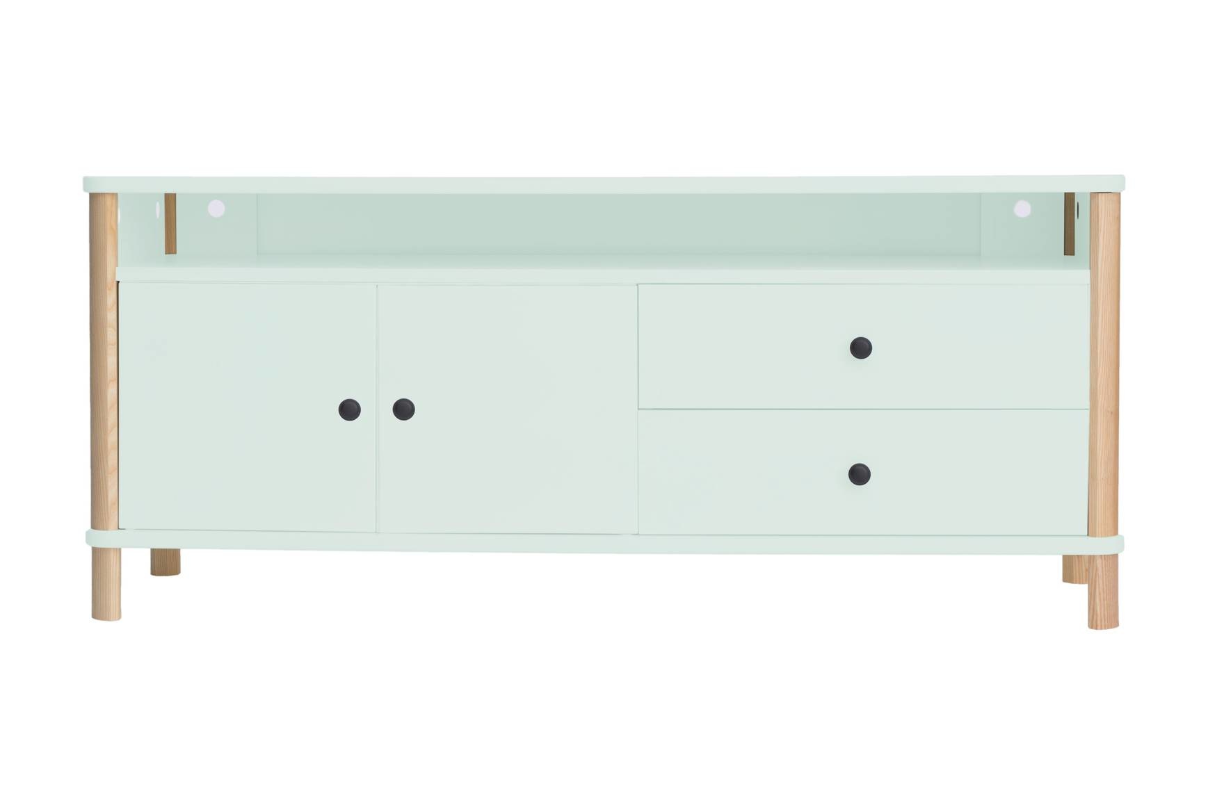 Ashme TV-standaard in Vluchtige Munt | 140cm Breed | Essenhout & MDF | FSC-gecertificeerd