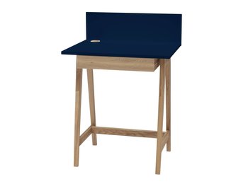 Ashwood Luka schrijfbureau in marineblauw | 65x75x50 cm | Essenhout poten & gelamineerd MDF | 1 lade
