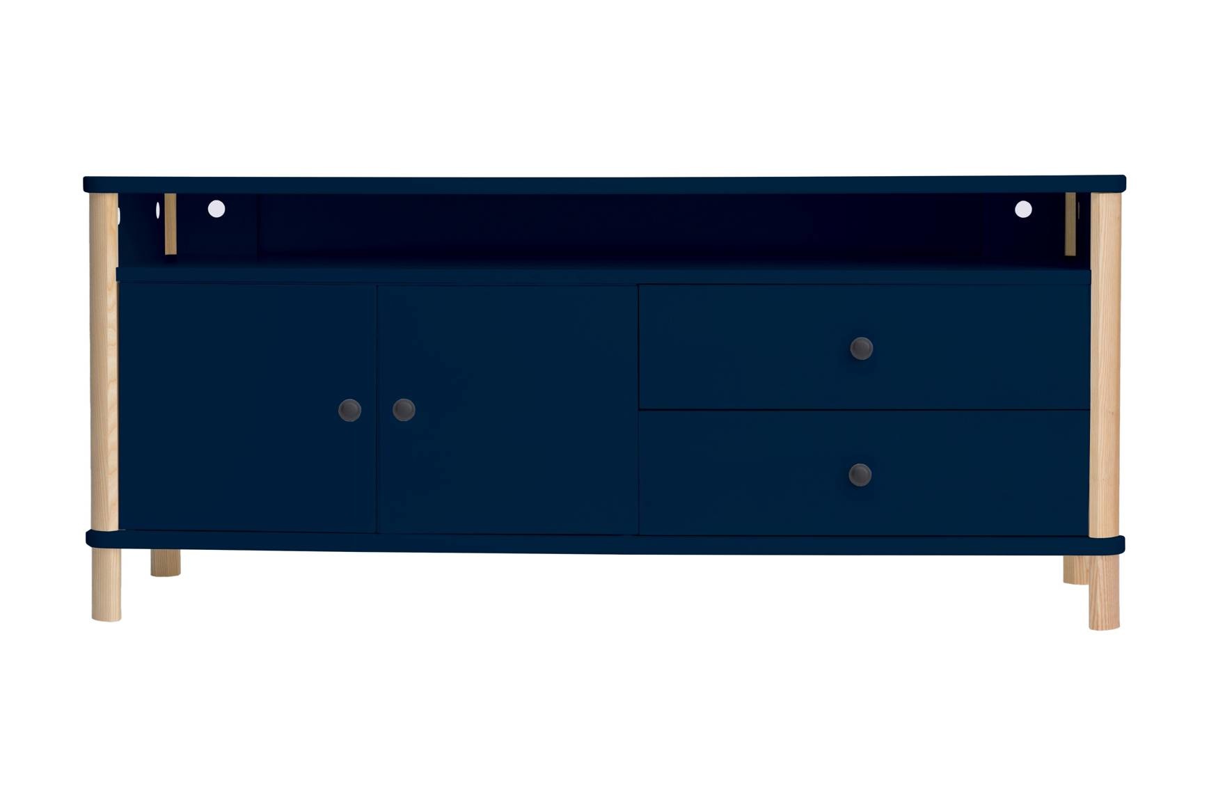 Ashme TV meubel in marineblauw - 140 cm breed met lade-interieur van 60x36x17 cm - FSC gecertificeerd