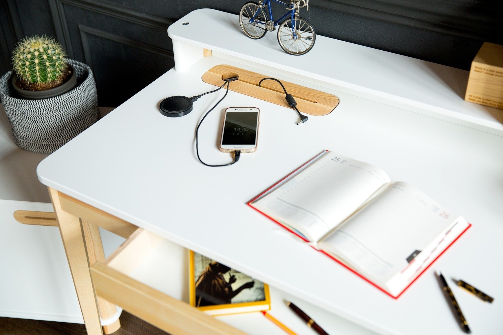 Ashme Schrijftafel in Petrolblauw 110cm breed - FSC gecertificeerd met 1 lade