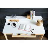 Ashme schrijftafel - Grafietkleurig essenhout en MDF - FSC gecertificeerd - met 1 lade (110x56x75cm)