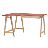 Antiek Roze hoekbureau Luka | Links | Essenhouten poten | 2 lades | 135x85x75 cm | FSC gecertificeerd