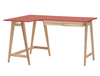 Antiek Roze hoekbureau Luka | Links | Essenhouten poten | 2 lades | 135x85x75 cm | FSC gecertificeerd