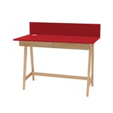 Ashwood Schrijftafel Luka, rood, 110cm breed, essenhouten poten, FSC-gecertificeerd