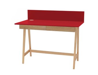 Ashwood Schrijftafel Luka, rood, 110cm breed, essenhouten poten, FSC-gecertificeerd