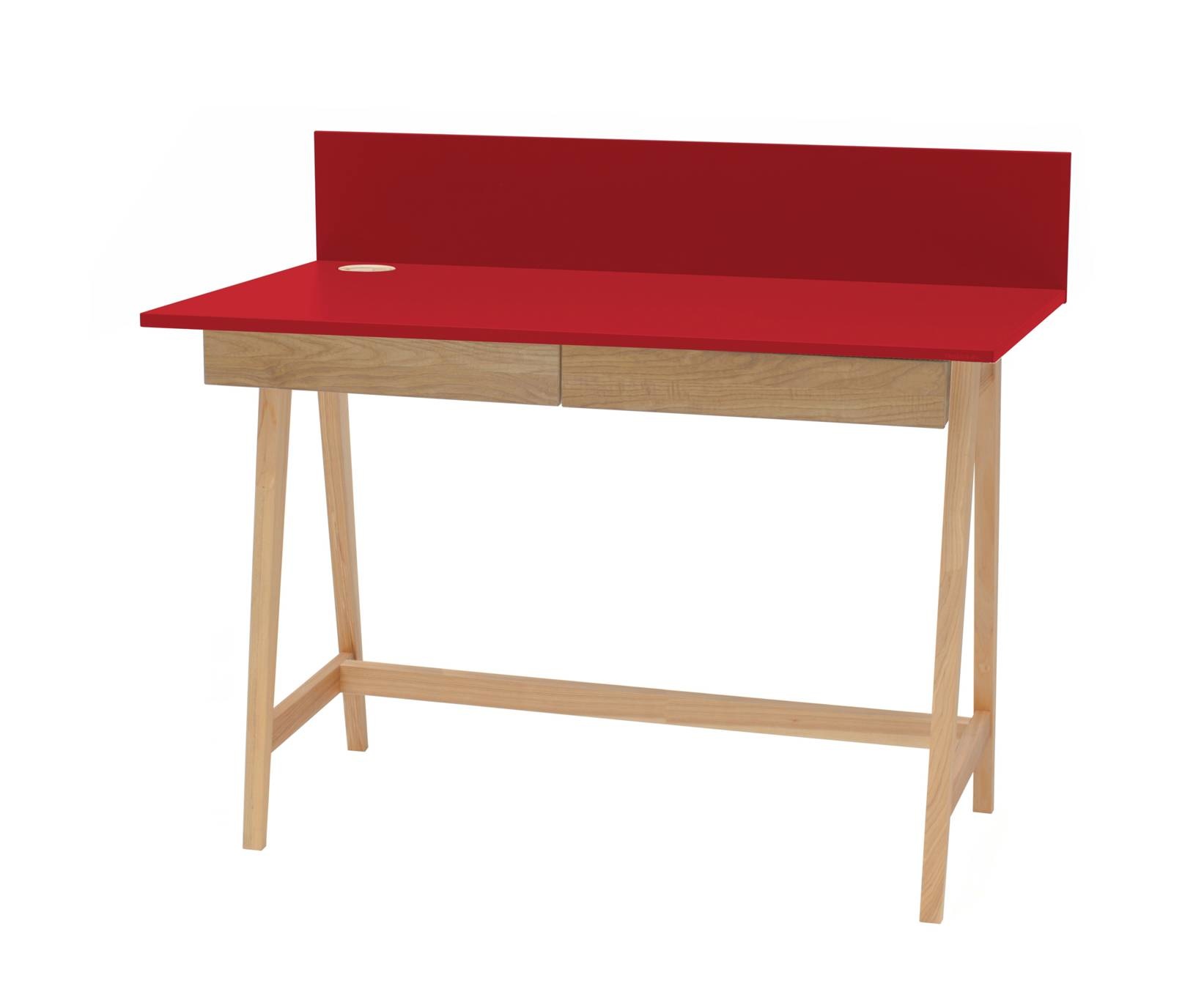Ashwood Schrijftafel Luka, rood, 110cm breed, essenhouten poten, FSC-gecertificeerd