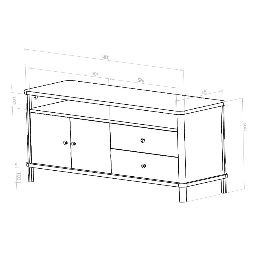 Ashme TV meubel - 140cm breed krijtwit met essen en gelamineerd MDF - FSC gecertificeerd