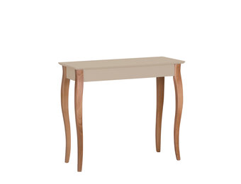 Bijzettafel Lillo in Bruin Beige met Natuurlijk Beukenhouten Poten - 85x35x74cm