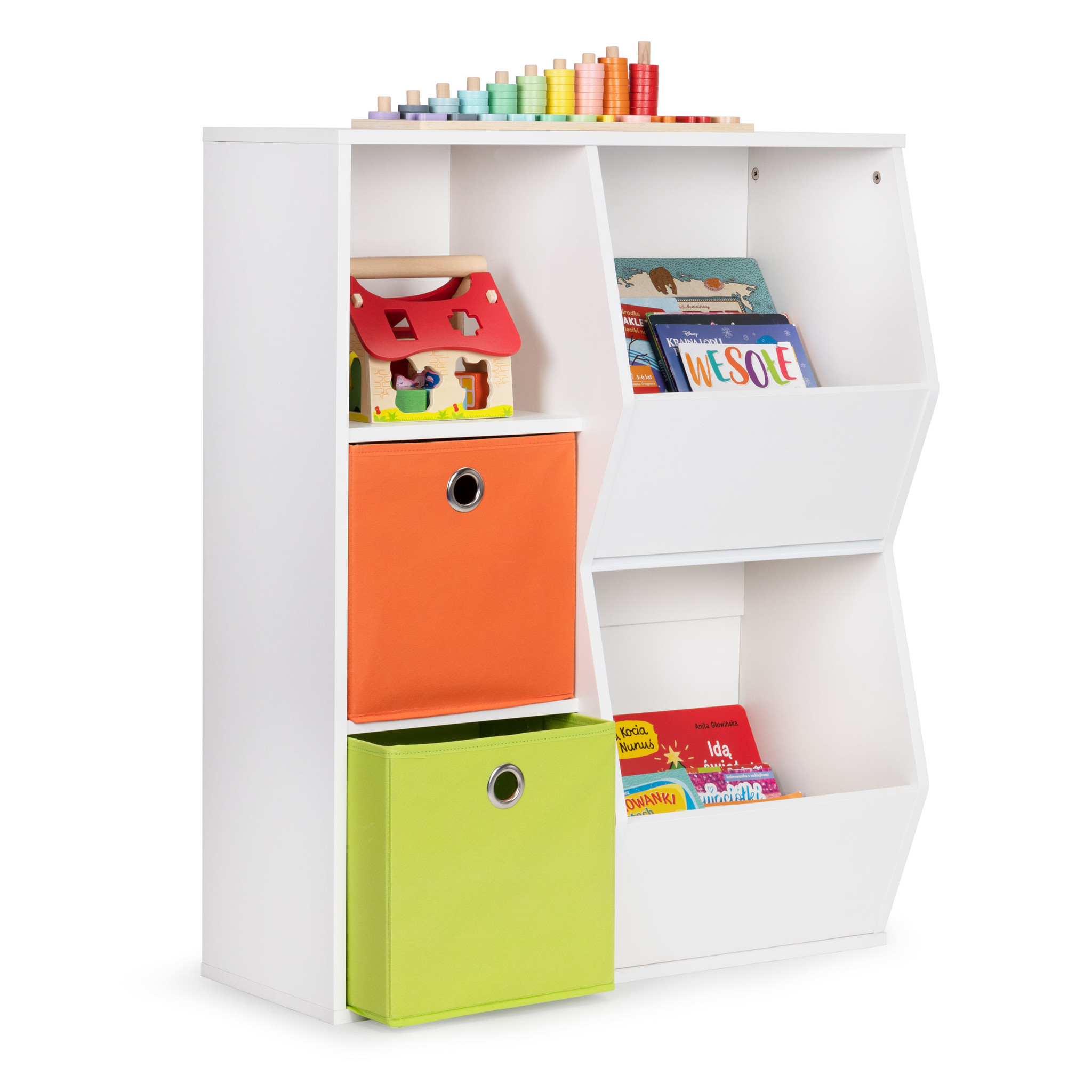 Boekenkast - met functionele houders en uittrekbare manden