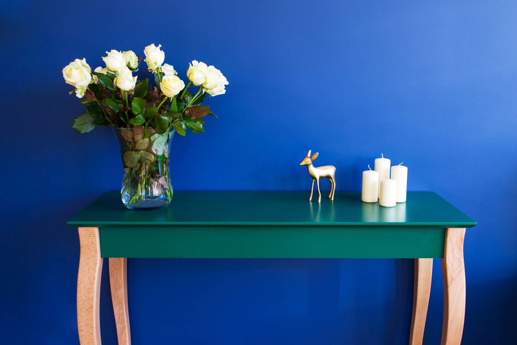 Bijzettafel Lillo in Saliegroen met Beukenhouten Poten - 105x35x74 cm, FSC-gecertificeerd