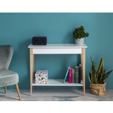 Antiek roze wandtafel Mimo | Beukenhouten poten | 105cm x 35cm | FSC gecertificeerd