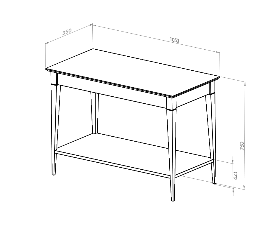 Antiek roze wandtafel Mimo | Beukenhouten poten | 105cm x 35cm | FSC gecertificeerd